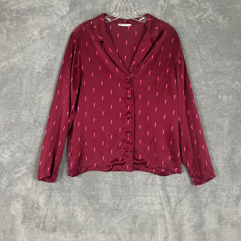 Marine Layer Pajama Top Womens M 100% Washable Silk‎ Lightening Bolt